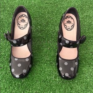 Fornarina Polka Dot Mary Jane Flats Black Patent Leather Size 37 Women’s Q-22